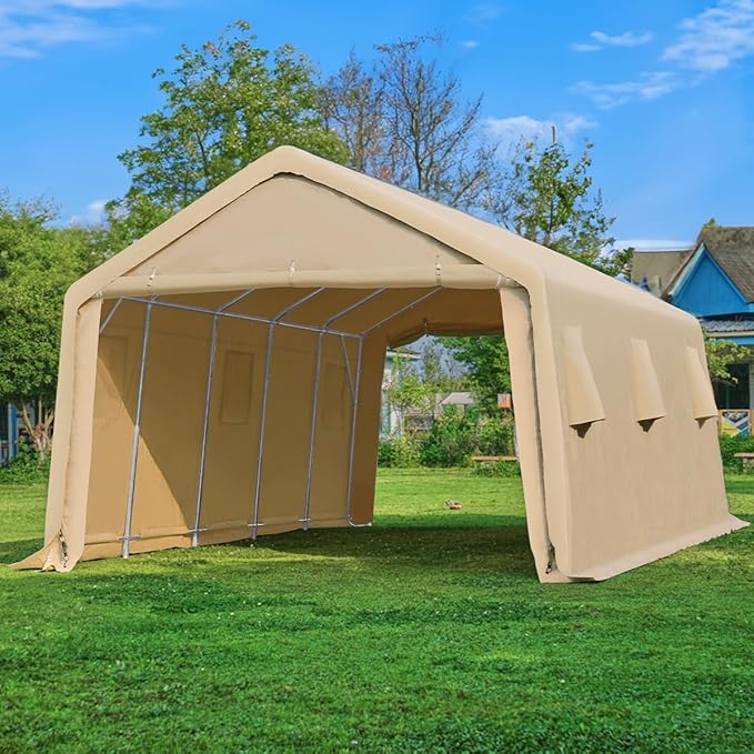 ADVANCE OUTDOOR 13x20 ft Carport 2 Roll up Doors & Vents Outdoor Portable