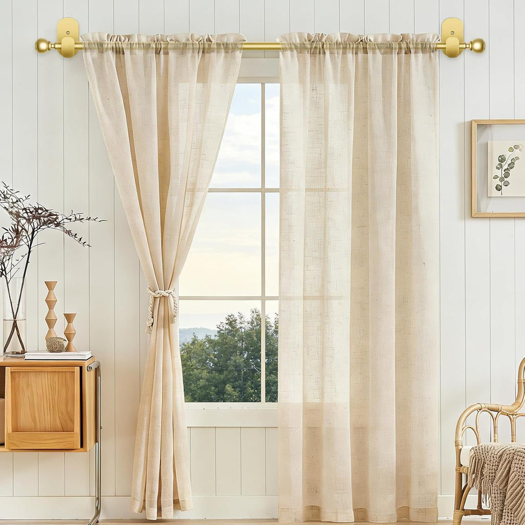 usfook gold no drill curtain rods for windows, side view