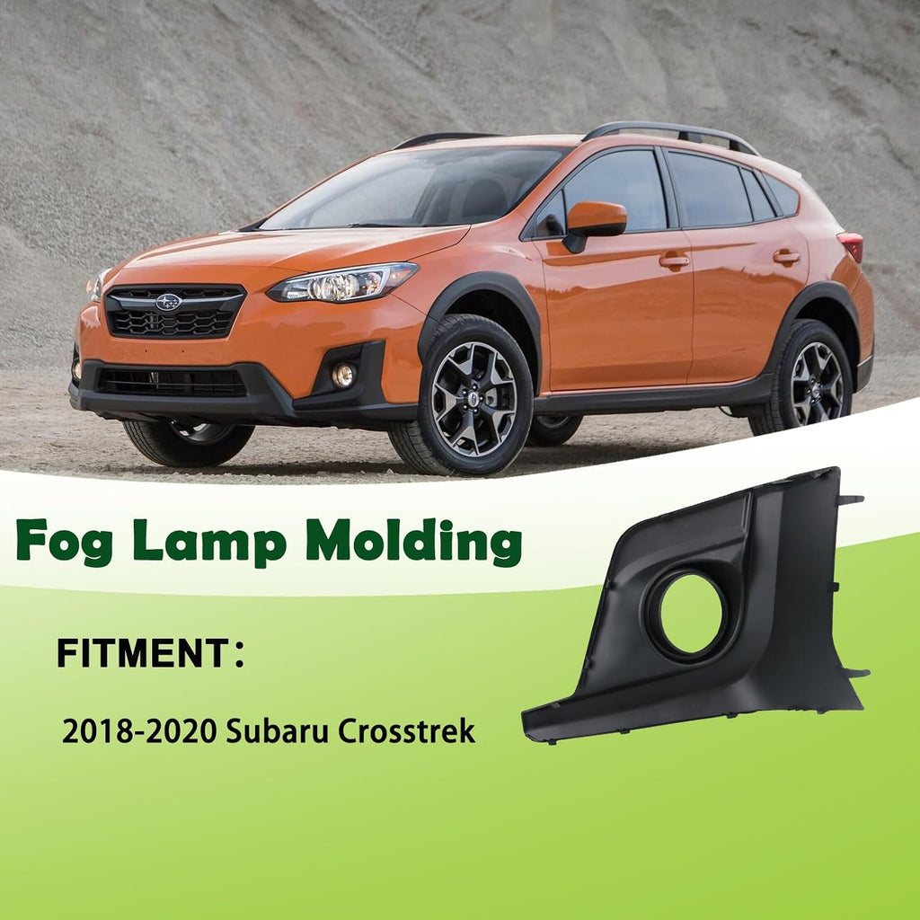 Front Bumper Fog Light Bezel Cover Right Passenger Side Lamp Panel Trim with Fog Light Hole Black Compatible with 2018-2020 Subaru Crosstrek Replaces 57731FL082 SU1039121
