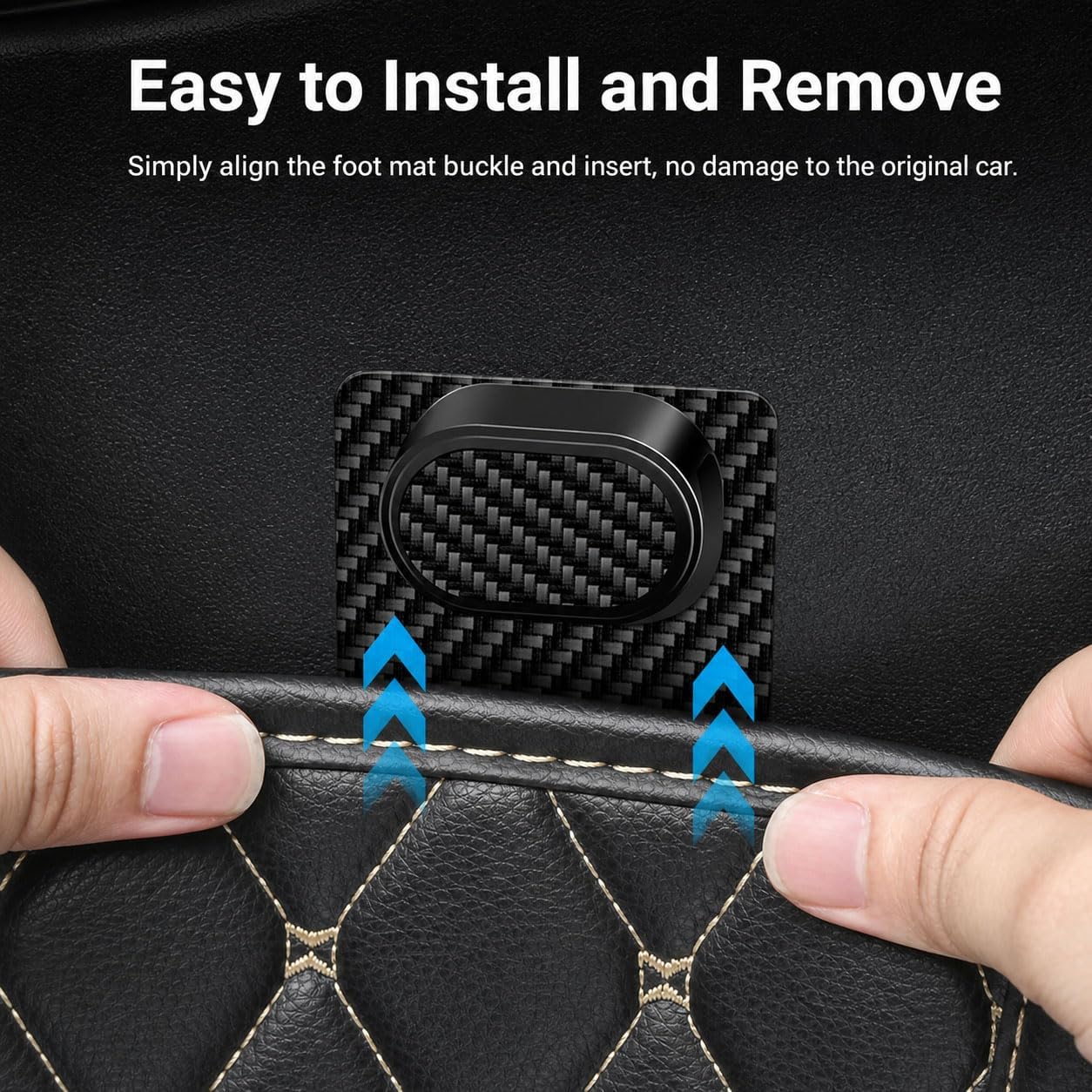 Floor Mat Retainer for Toyota FJ Cruiser 2007-2014 | Drill-Free Adhesive Fasteners Prevent Rubber Carpet Liner Slipping, Carbon Fiber Look Cabin Hanger Clips, 12-Pack