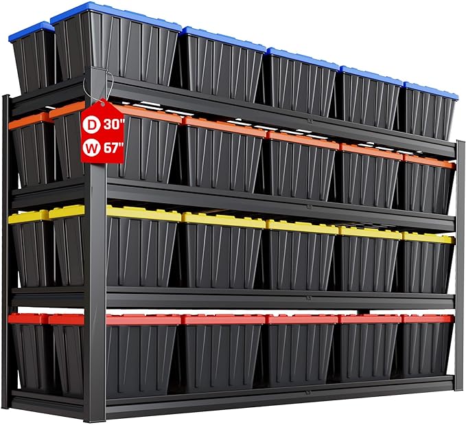 67" Wide Garage Shelving Unit, 3500 LBS Capacity, Industrial Adjustable Shelves by PMKES