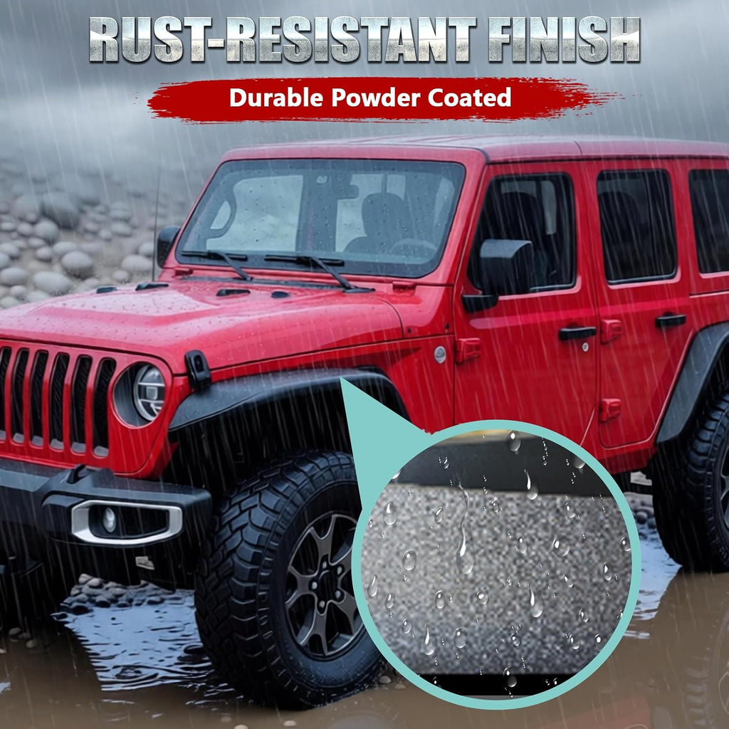 MODnGO Heavy Duty Steel Fender Flares for 2/4 Doors Jeep Wrangler 2007-2018 JK & JKU - On Bolt Quick Installation, Anti-Rust, Rock Guard in Off-Road Outdoor Adventures, 4 PCS Front & Rear Fenders