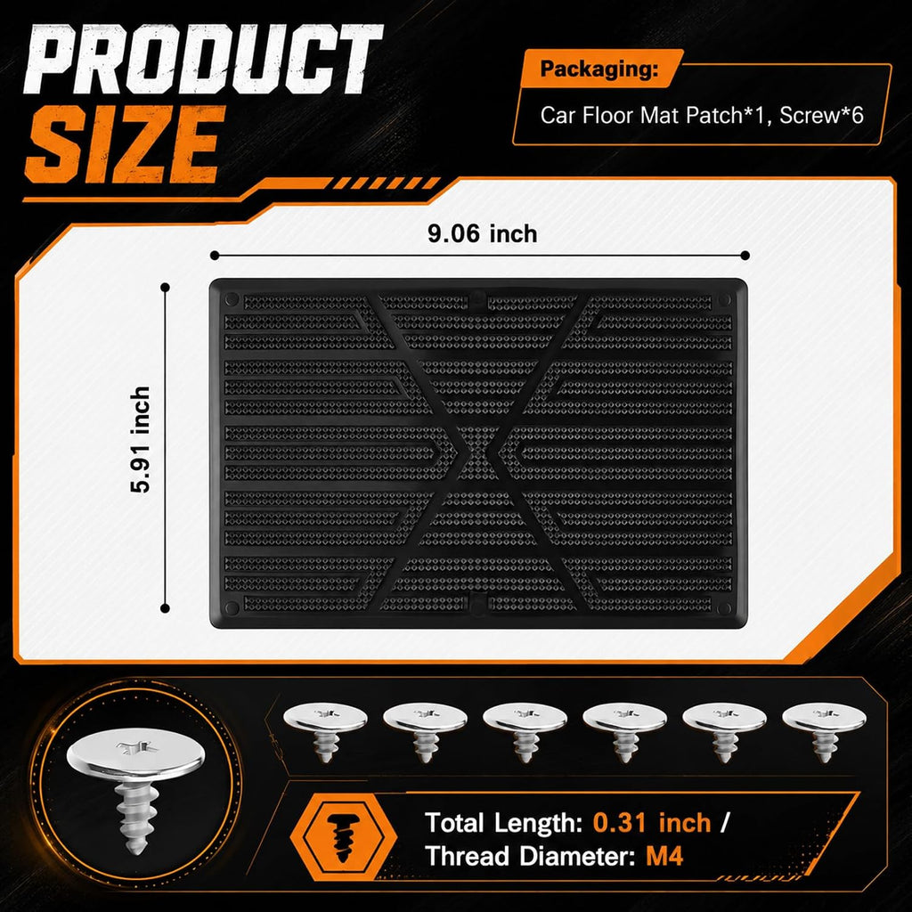 Car Floor Mats Carpet Patch Repair Kit,Essential Automotive Floor Mats Patch/Pedal Pad for Damaged Areas,Anti-Slip Floors Mat Car Carpet Repair Patches as Heel Scuff Plate with Screws