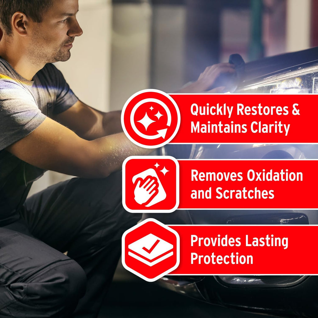 Mothers NuLens Headlight Renewal Kit (07251) | Quickly Restores & Maintains Clarity on All Headlight Types, PowerPlastic 4Lights Polish, Oxidation-Inhibiting Polymers