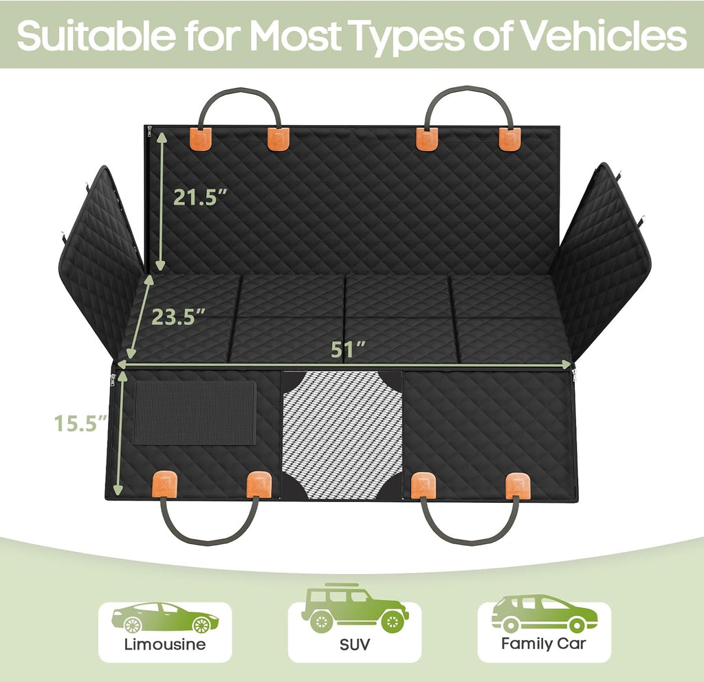dog car seat cover for back seat, hard, side view