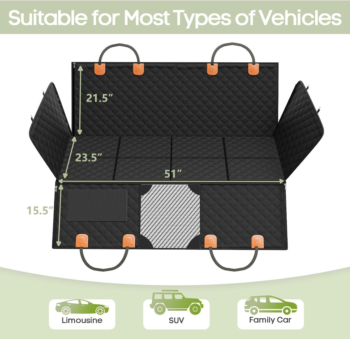 dog car seat cover for back seat, hard, side view