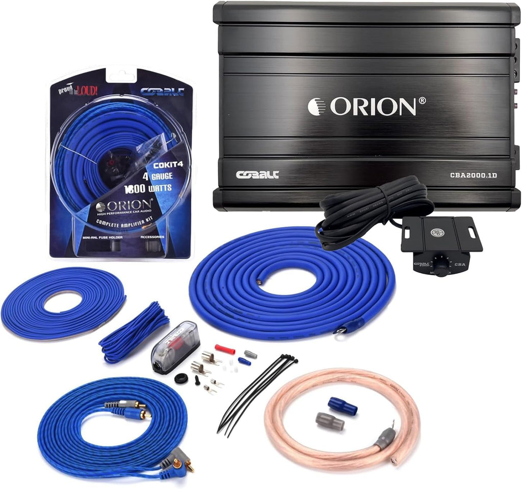ORION CBA2000.1D Amp 2000W Max Amplifier + COKIT4 4GA Wiring Kit Combo