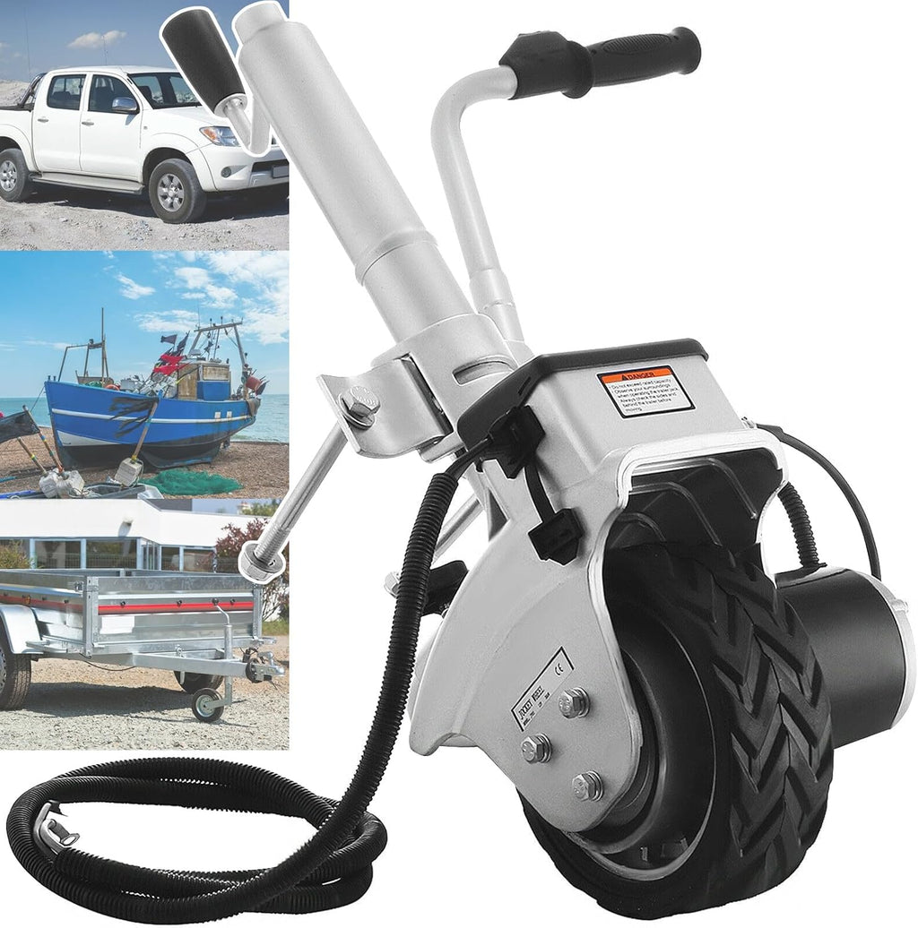 Electric Trailer Dolly, Motorised Jockey Wheels, 5000lbs Towing Capacity, 350W 12V Trailer Jockey Wheel, 12-24.8″ Adjustable Clamp Height