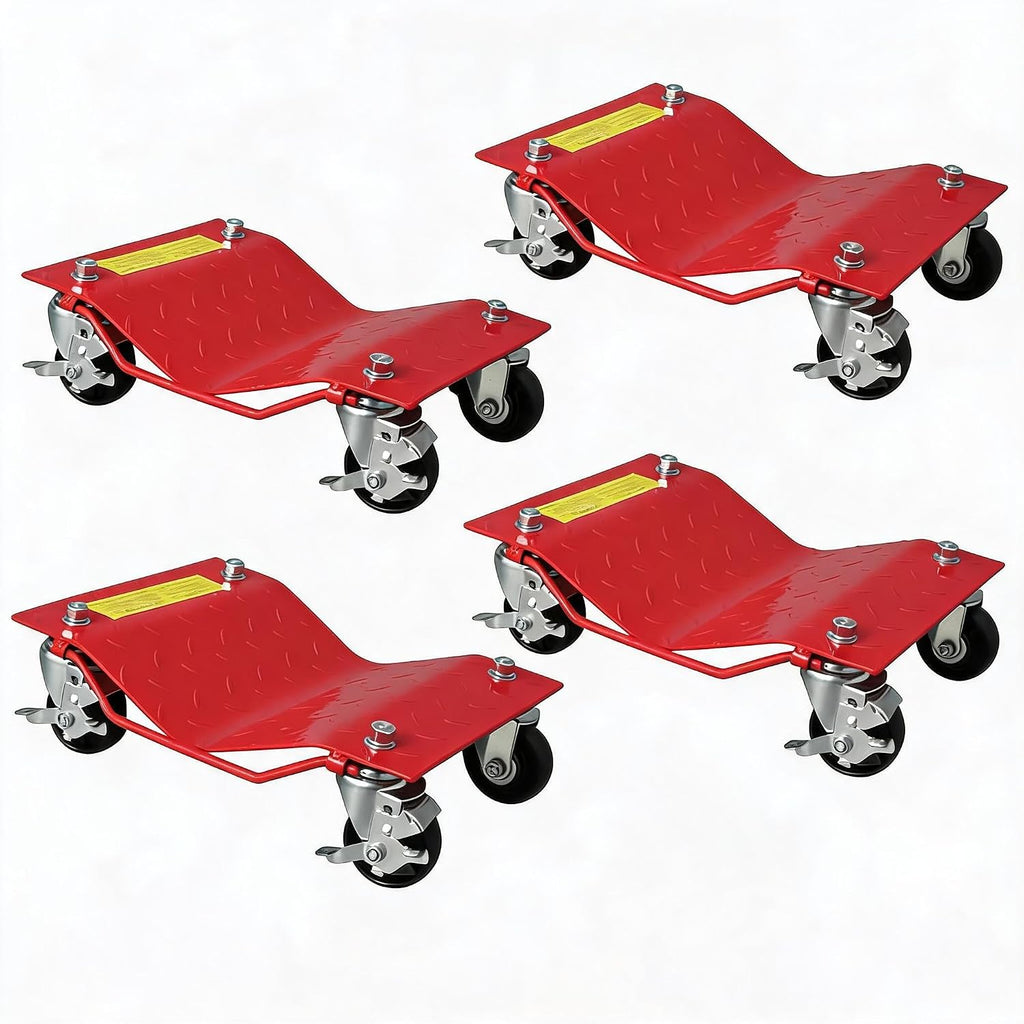 Car Dollies Set of 4, 6000LBS Heavy Duty Wheel Dolly - Universal Vehicle Dolly for Garage, Trucks, Motorcycles, Trailers, Dirt Bikes & Handicap Units