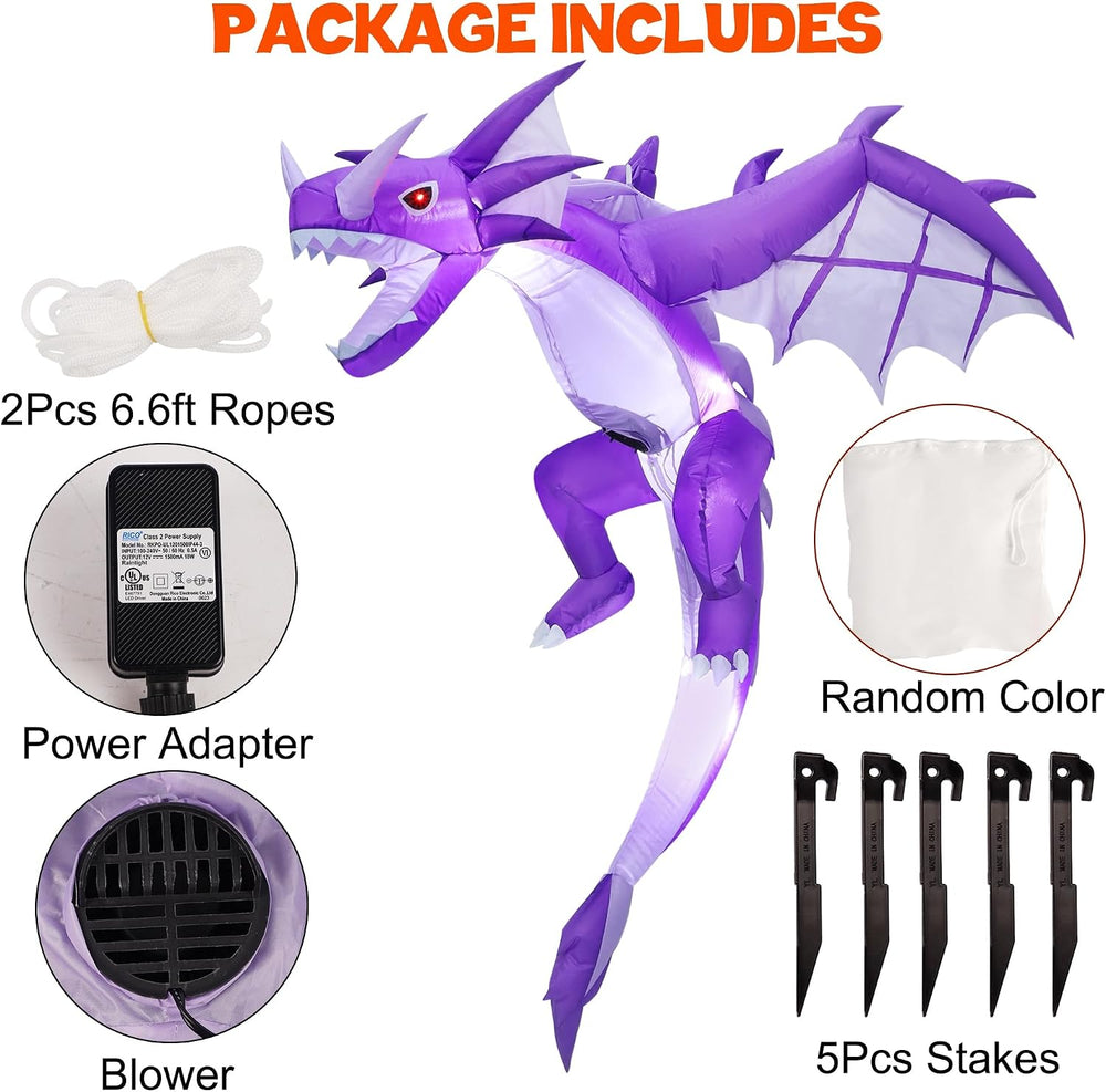 ATDAWN Inflatable Halloween Decorations Inflatables Dragon, Lighted Blow Up F...