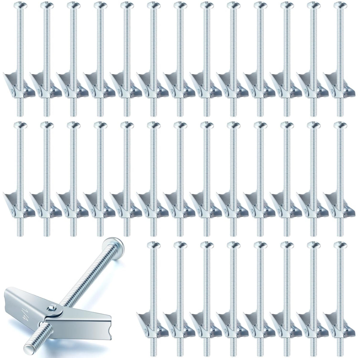 yaocom 100 pcs 1/4" x 4" toggle bolts, main product view