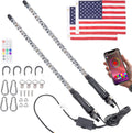 2pc 4ft Spiral RGB LED Whip Lights for UTV, LED Whips for SXS ATV Boat Offroad, RF Remote Control Compatible with Polaris RZR Can-Am Maverick X3 Sportsman Outlander