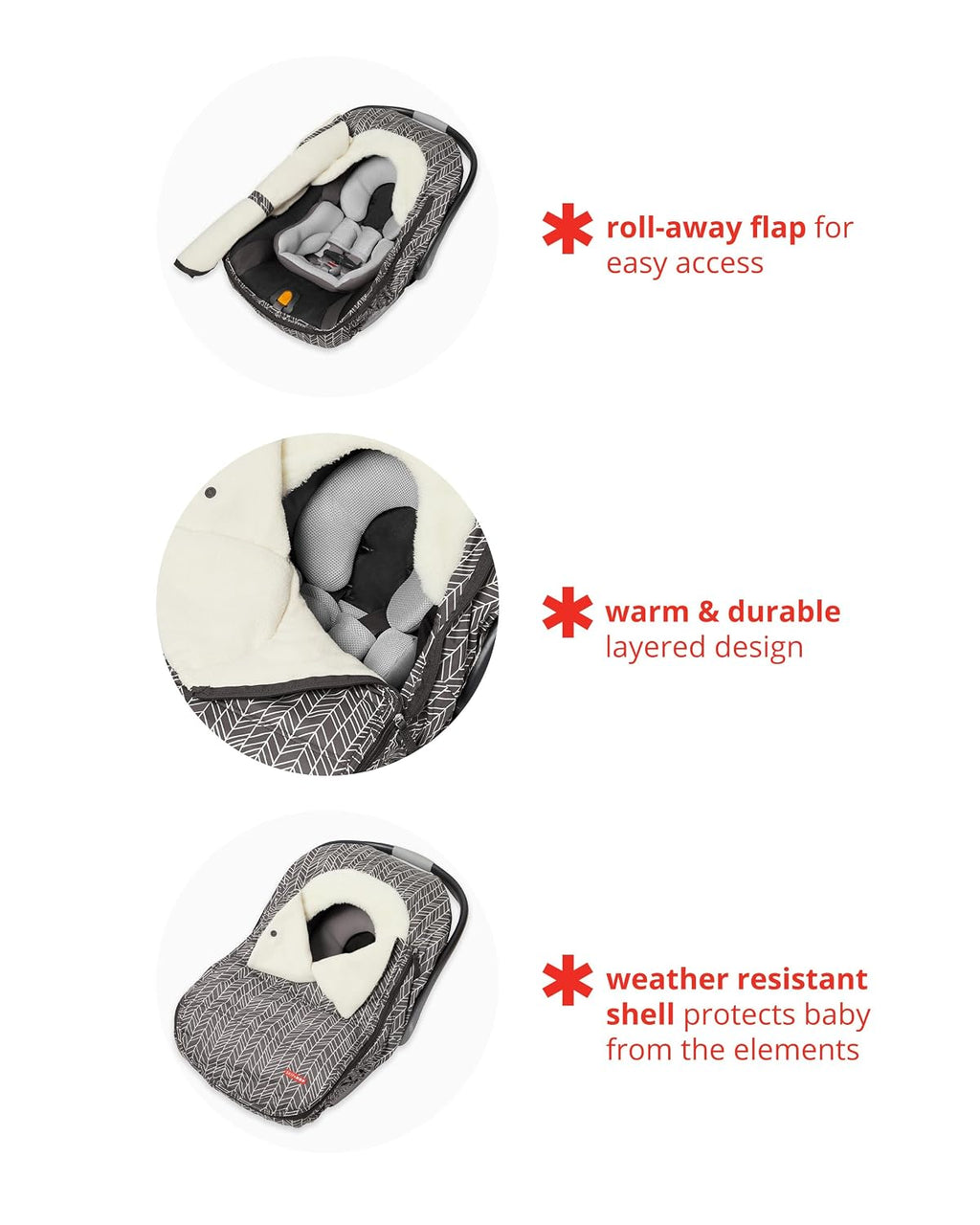 skip hop winter car seat cover, stroll &, close-up detail