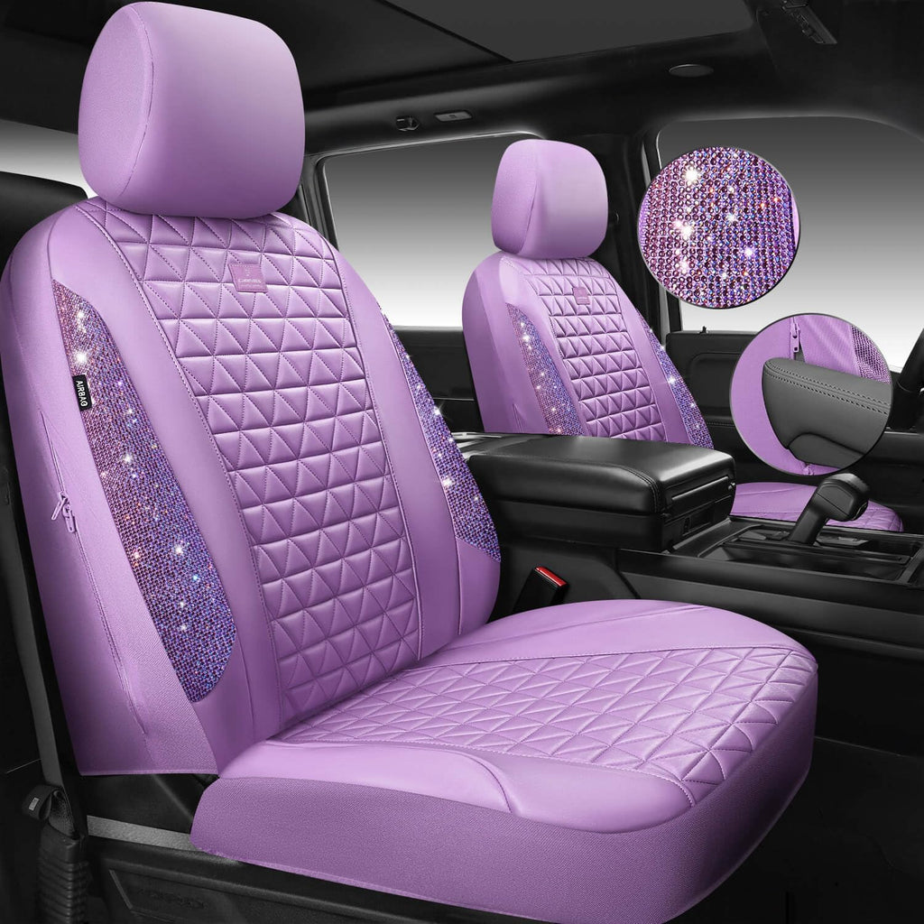 car pass light purple bling diamond leather car shown in use