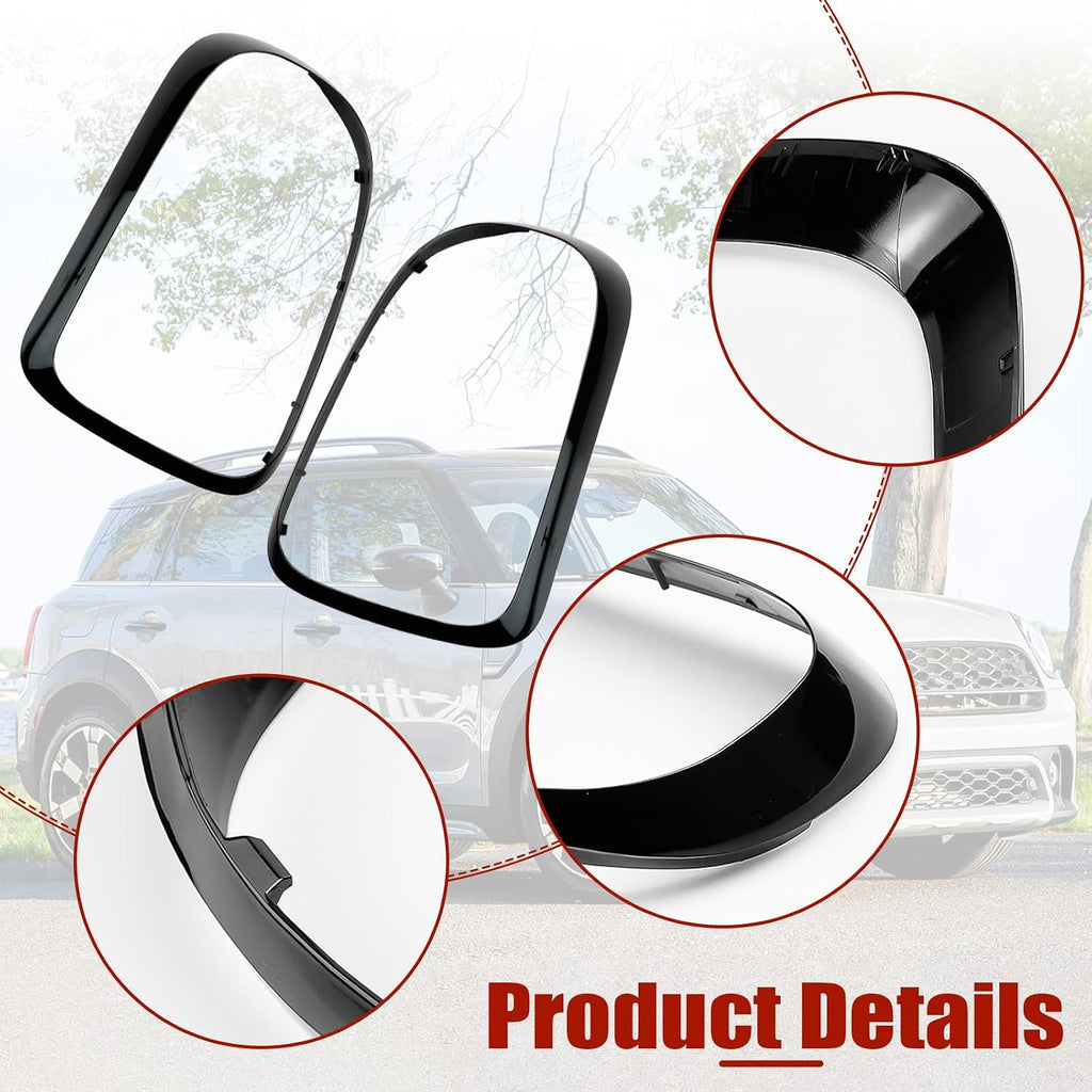 Rear Lamp Frame Bezel Guard 1 Pair Tail Lamp Frame Bezel Protector For Mini Cooper Countryman Estate F60 2017 2018 2019 2020 2021 2022 2023, Taillight Trim Rings 51712414989 (Glossy Black)