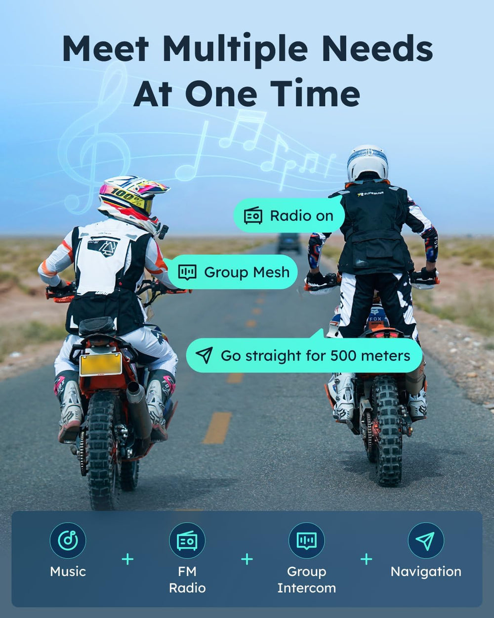 ASMAX S1 Motorcycle Bluetooth Headset with Smart Voice Control, 2 Pack