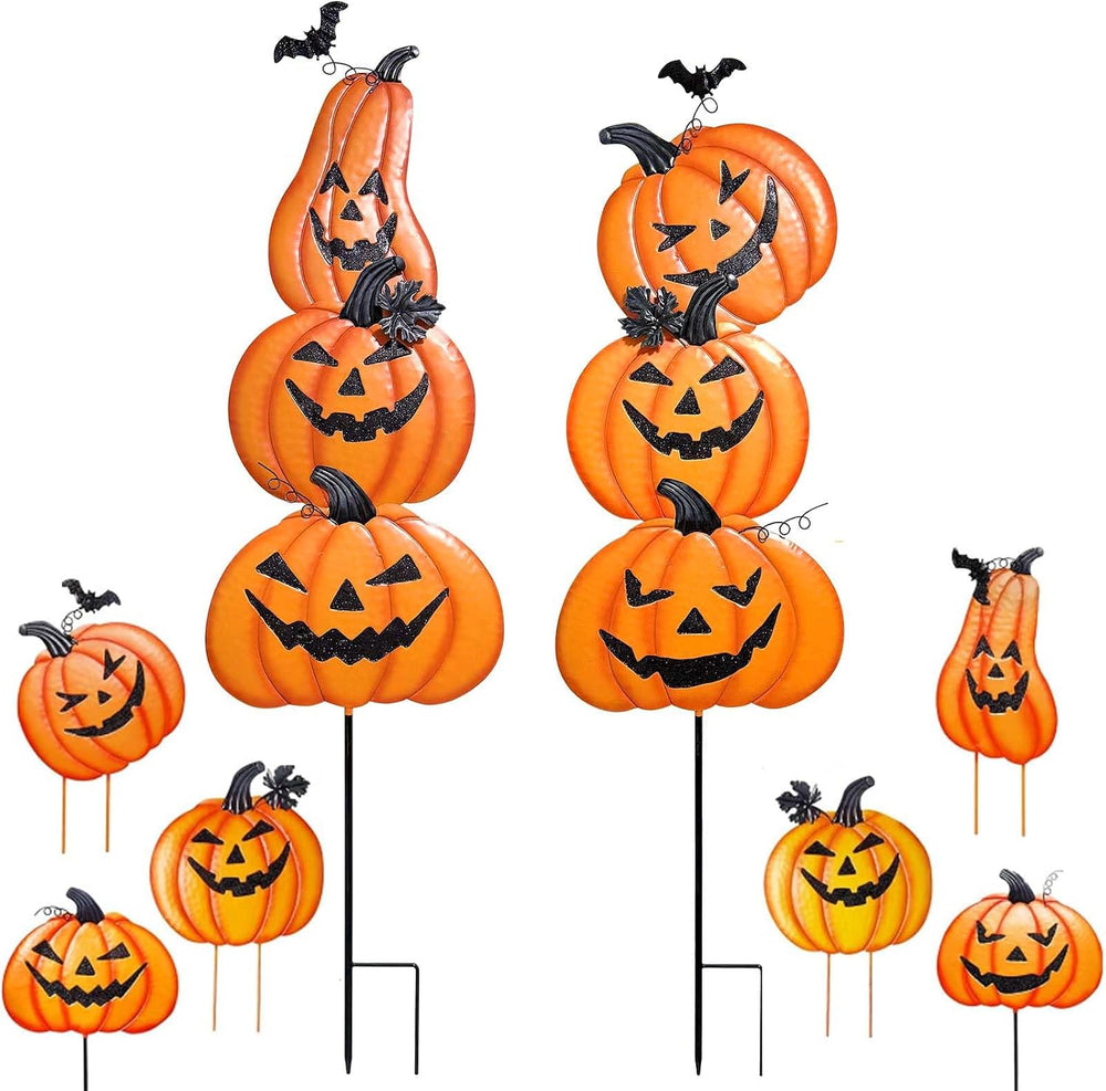 2 Pack Halloween/Thanksgiving Garden Stakes, Outdoor Party Décor Stacked Meta...