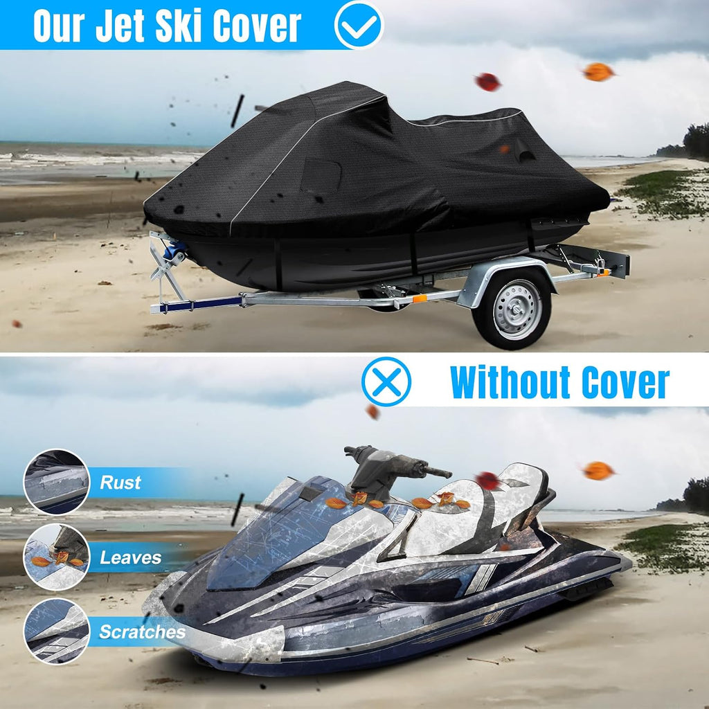 Waterproof Jet Ski Cover for Yamaha 2019-2025 FX SVHO/FX HO OEM Model | 600D Oxford UV-Proof Jetski Waverunner Covers, Trailerable Jetski Cover with Air Vents, Reflective Strips