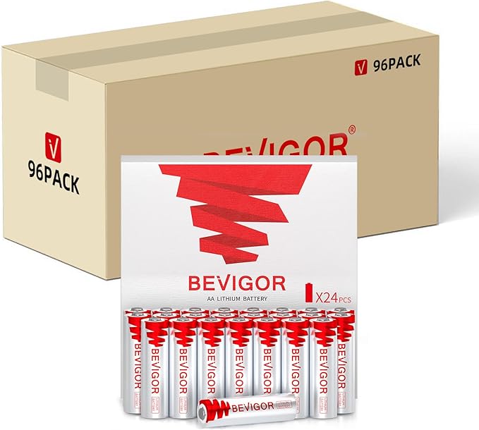 BEVIGOR Lithium Batteries AA, 96 Bulk Pack 1.5V 3000mAh High Performance by BEVIGOR