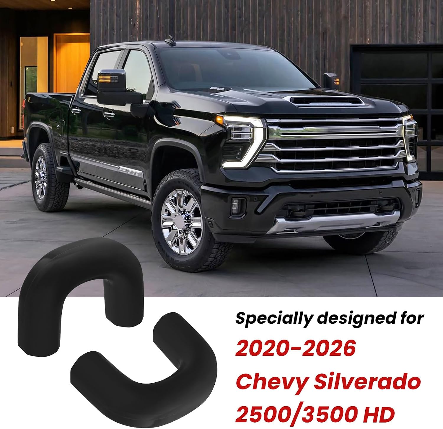 Tow Hook Covers for Silverado 2500/3500 HD 2020-2026, Hitch Cover Front Tow Hooks Compatible with Chevrolet Silverado 2500/3500 2020-2026 Accessories (Black)