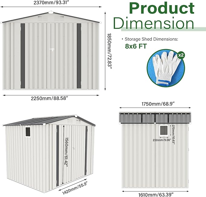 8x6 FT Outdoor Storage Shed - Image 2