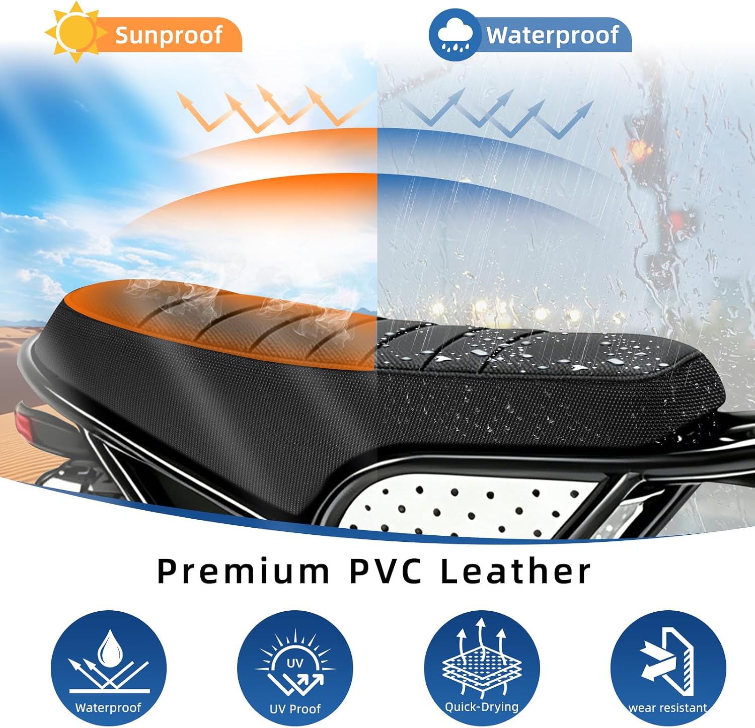 Non-Slip Seat Cover for Ridstar Q20/Q20 Pro Lite EBike E-Bike, Waterproof PVC Leather, Stretchy Fit, Easy Install, Electric Bike Soft Seat Cover Black