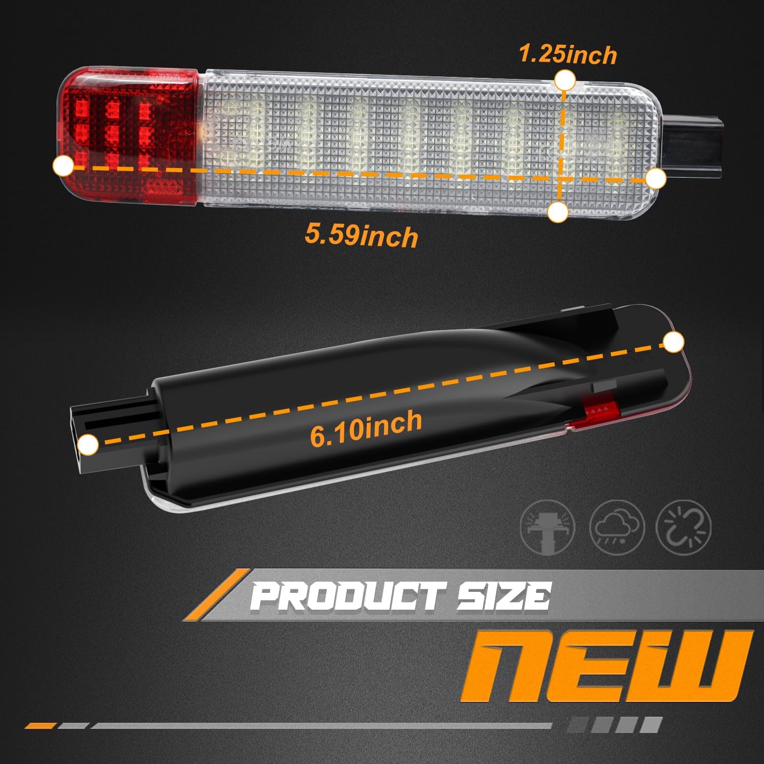 HERCOO Interior Door Light LED Door Panel Courtesy Lights Lamp Assembly Compatible with Chevy Silverado GMC Sierra 1500 2500 3500 HD Tahoe Suburban Yukon Cadillac Escalade Hummer H2, White Red