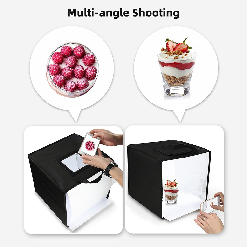 glendan portable photo studio light box,12"x12" professional dimmable, side view