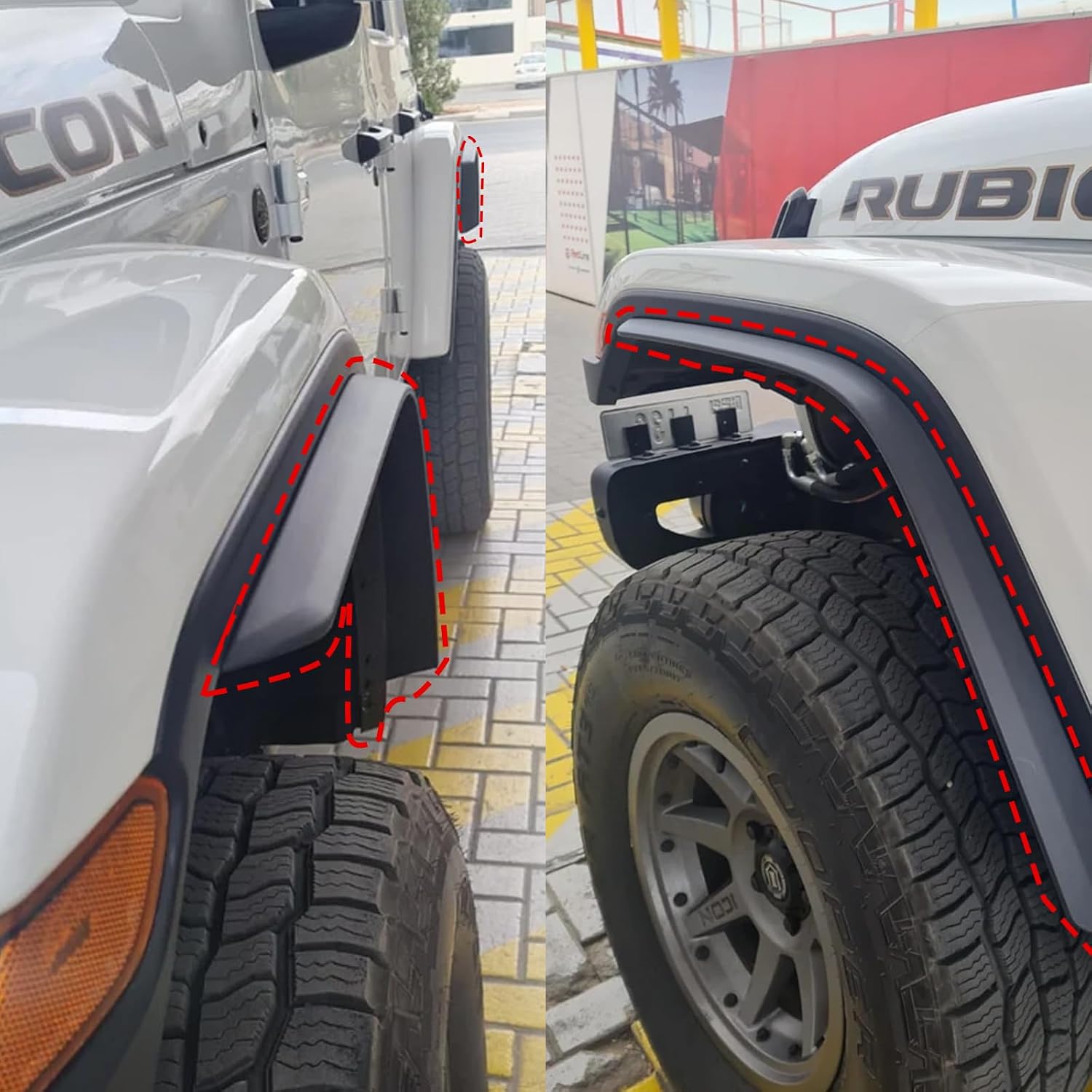 Front & Rear Fender Flares Extensions Set Fits 2018-2026 for Jeep Wrangler JL 4XE (Fit High Fender Flares)