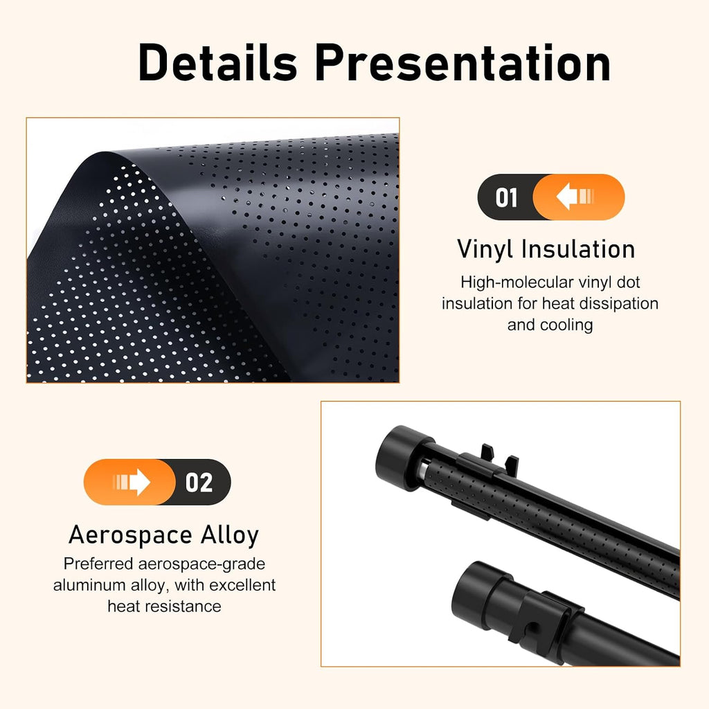 2 PCS Car Side Window Sun Shade, 17.7'' x 20'' Retractable Roller Car Window Shade with Suction Cups, Blocks Heat and Glare Protection Vehicle Sun Shades, Fit for Cars SUV Truck