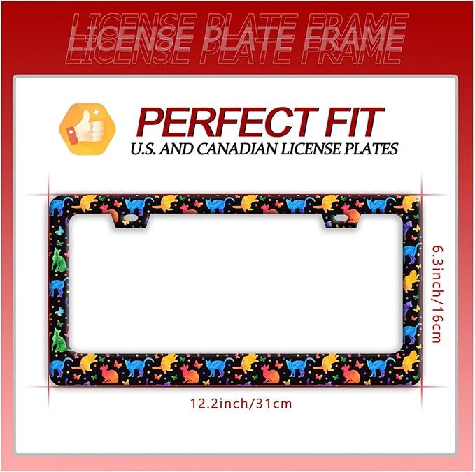 Colorful Cat License Plate Frame Cute Pet Butterfly License Plate Holder Funny - Image 7