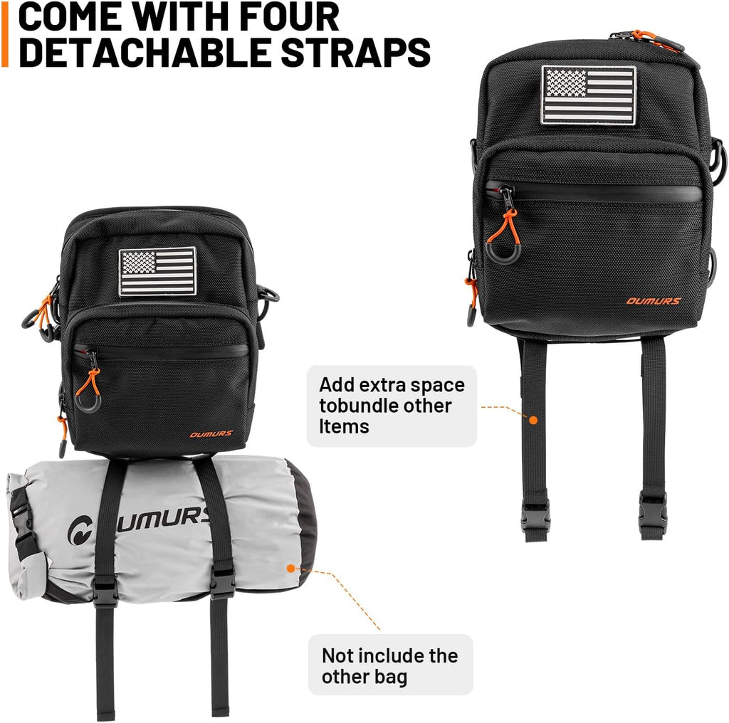 Oumurs Motorcycle Handlebar Bags,1680D Water-resistant Universal Bar bag American Flag Sissy Bar Bag Front Fork Storage Accessory Bag, For Softail Dyna Sportsters Dirt Bike Scooter E-bike Bicycle Blue