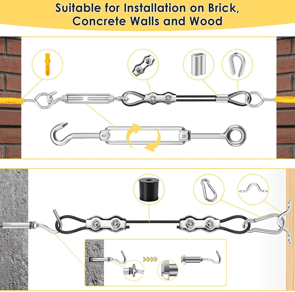 flasoo 215pcs string light hanging kit, outdoor light, side view