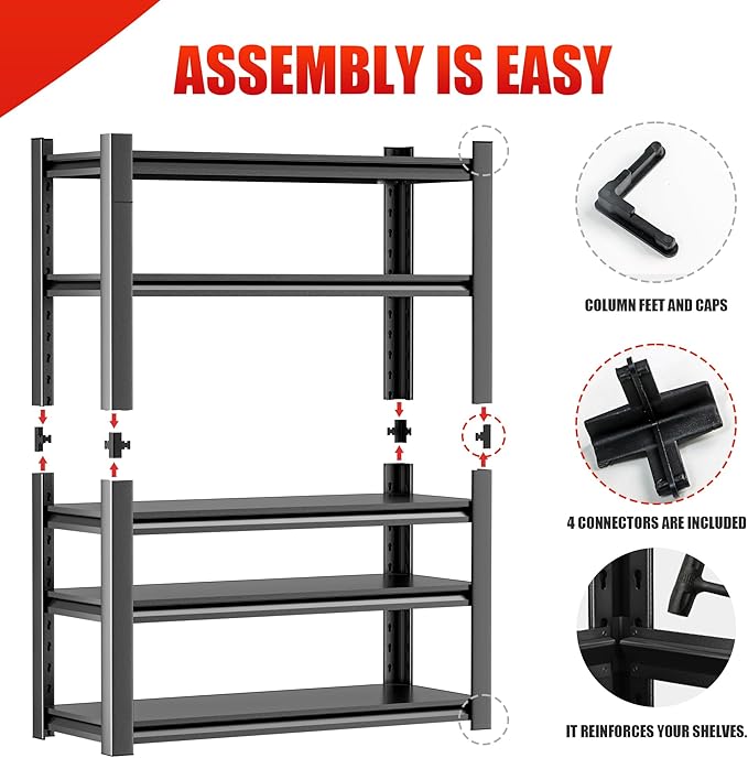 Heavy Duty Metal Garage Shelving Unit, 5 Tier Storage Shelf - Image 5