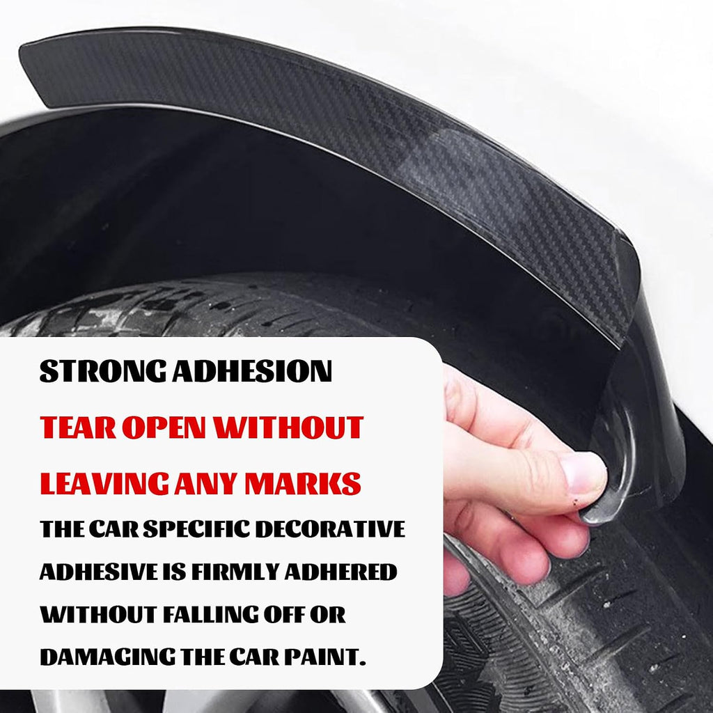 4 PCS Car Wheel Tire Eyebrow Strips, Wheel Arch Protector, Carbon Fiber Fender Flare Lip Trim, Self Adhesive Anti Scratch Decorative Guards for Truck SUV Auto Body Edge Universal (Black)