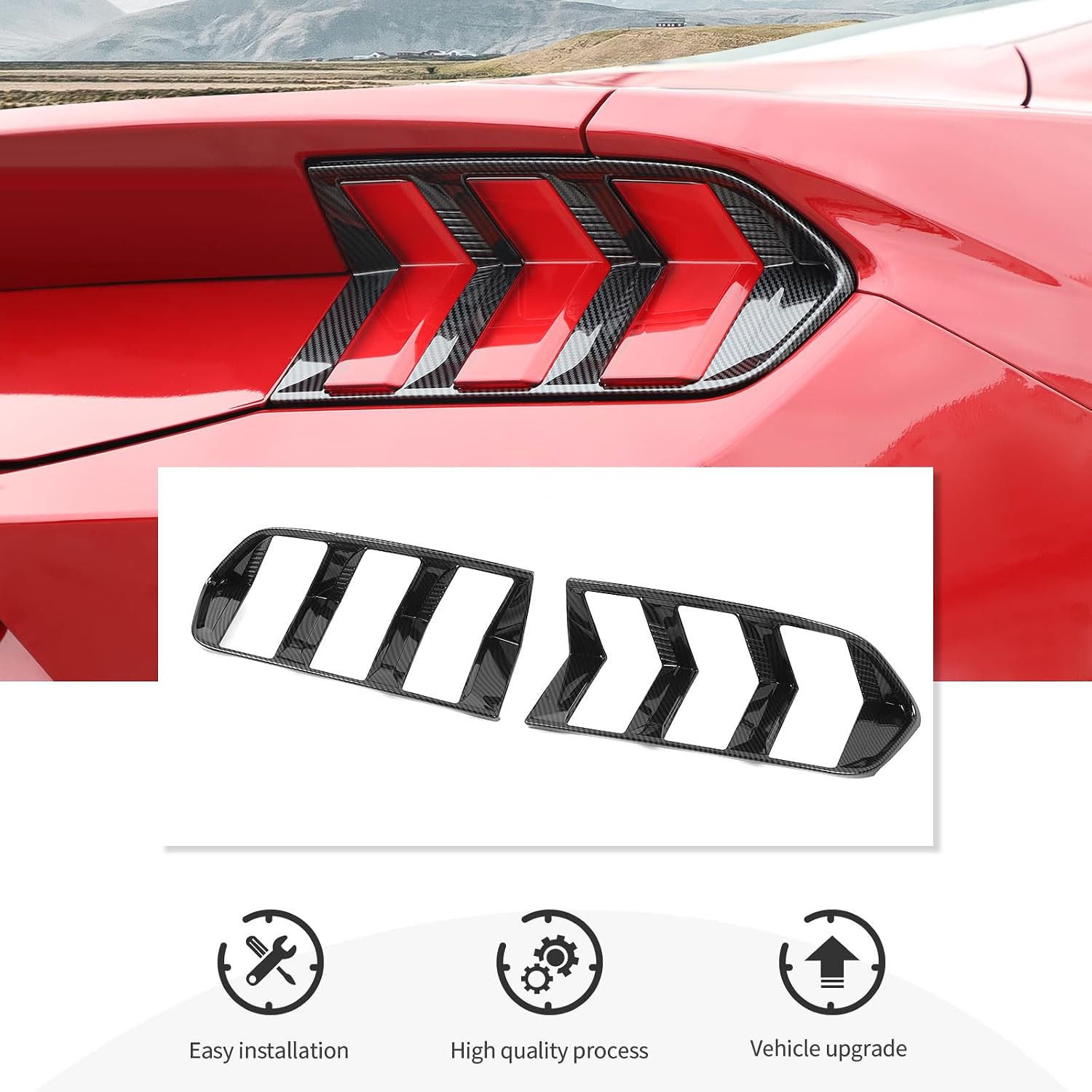 CheroCar Smoked Black Tail Light Cover Guard Trim Replacement TailLight Cover ABS Exterior Accessories for Ford Mustang 2024 2025 2026