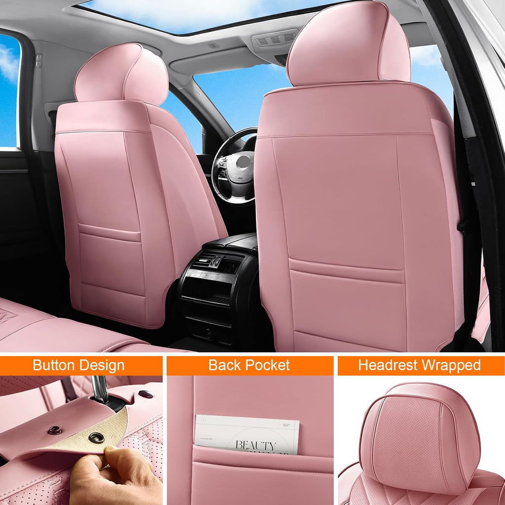 pink car seat covers full set universal 5-seater, side view