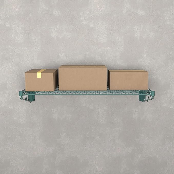 18" x 48" Green Epoxy Wire Wall Mount Shelf - Image 6