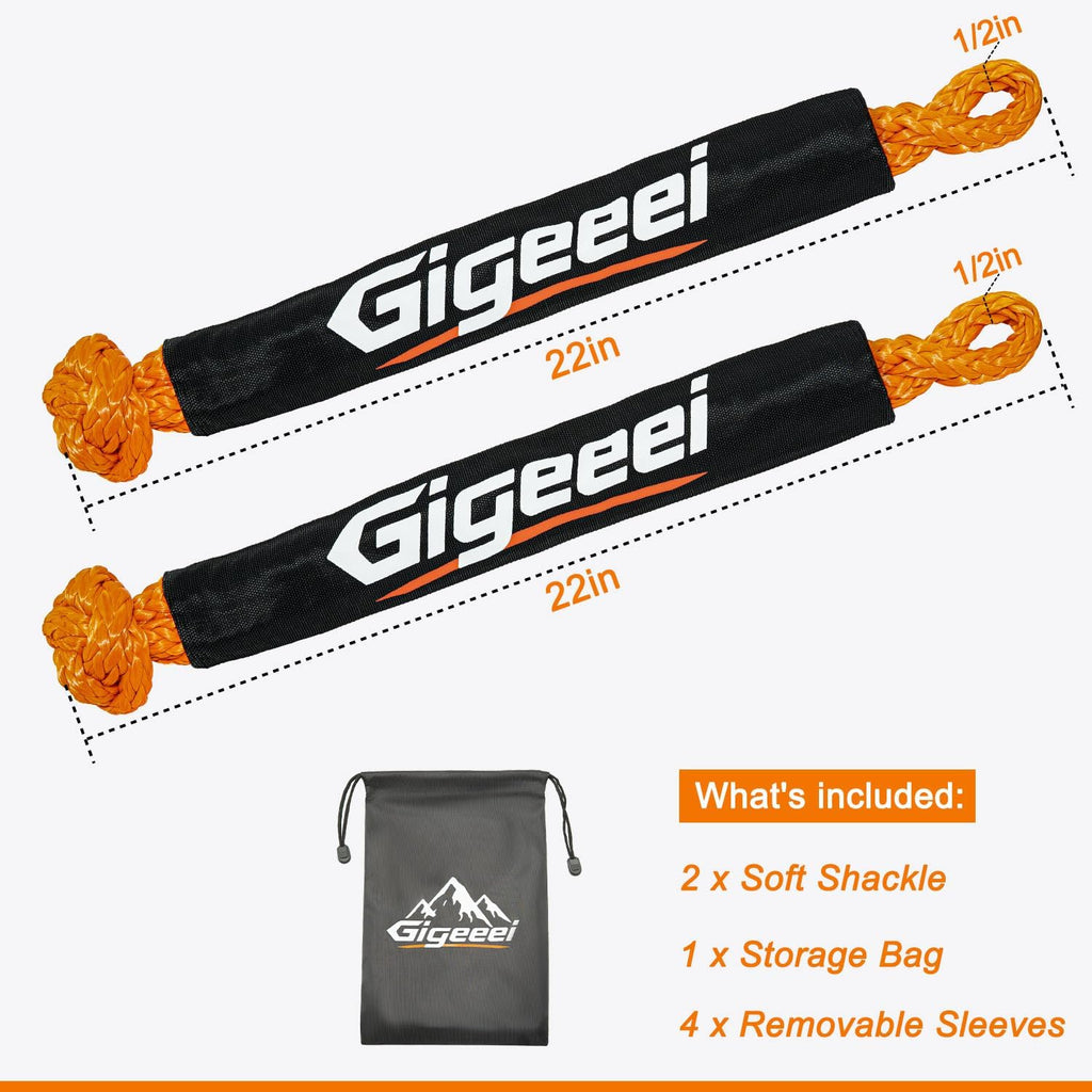 Soft Shackles Tow Recovery - 1/2 Inch X 22 Inch (56,000lbs) Soft Shackle Recovery Kit for Off-Road Winch and Vehicle Towing (Orange)