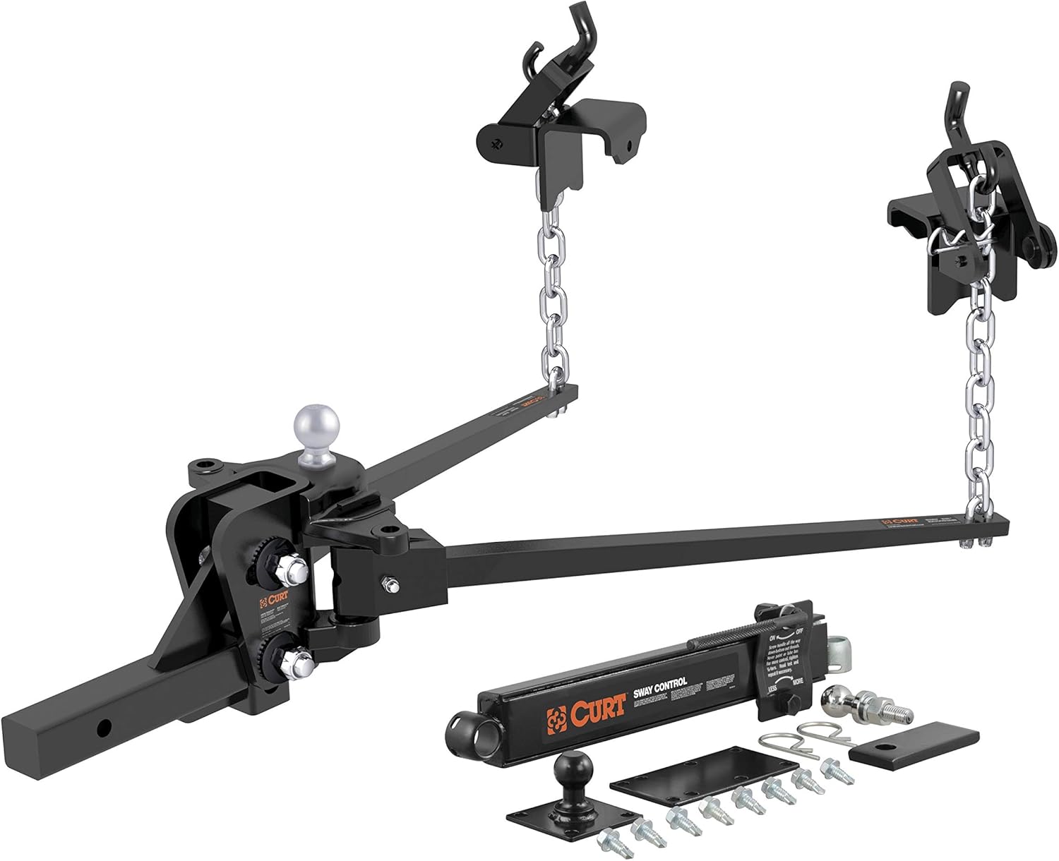 CURT 17322 Short Trunnion Bar Weight Distribution Hitch with Sway Control, Up to 10,000 lbs., 2-Inch Shank, 2-5/16-Inch Ball