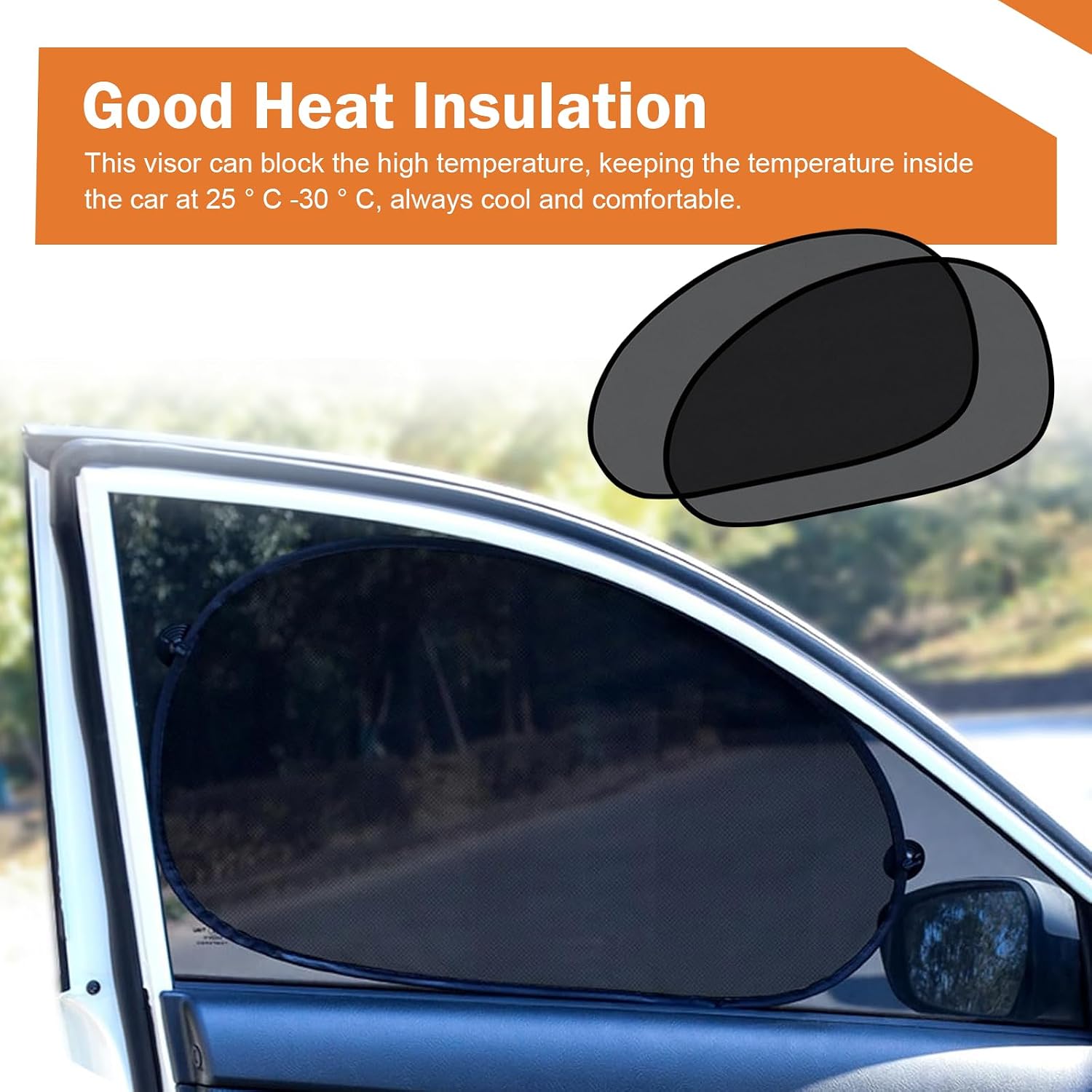 2 PCS Car Window Shades for Side Windows, 25.6 x 15In Mesh Car Sun Shade Baby, One-way Vision Automotive Privacy Curtains, Universal Vehicles Light-blocking Accessories (Black)