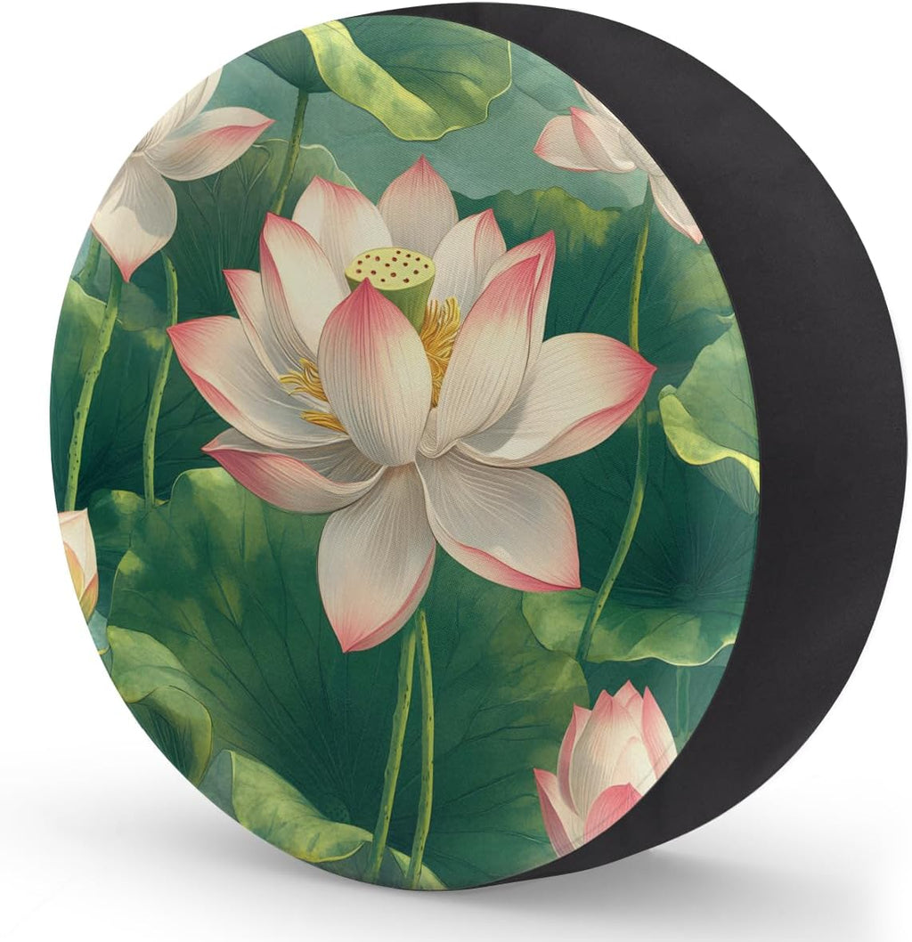 Tire Cover Spare Tire Cover, Waterproof and Dustproof Universal Tire Protector Suitable for Trailer RV SUV and Many Vehicles Tires 15 in Lotus 2