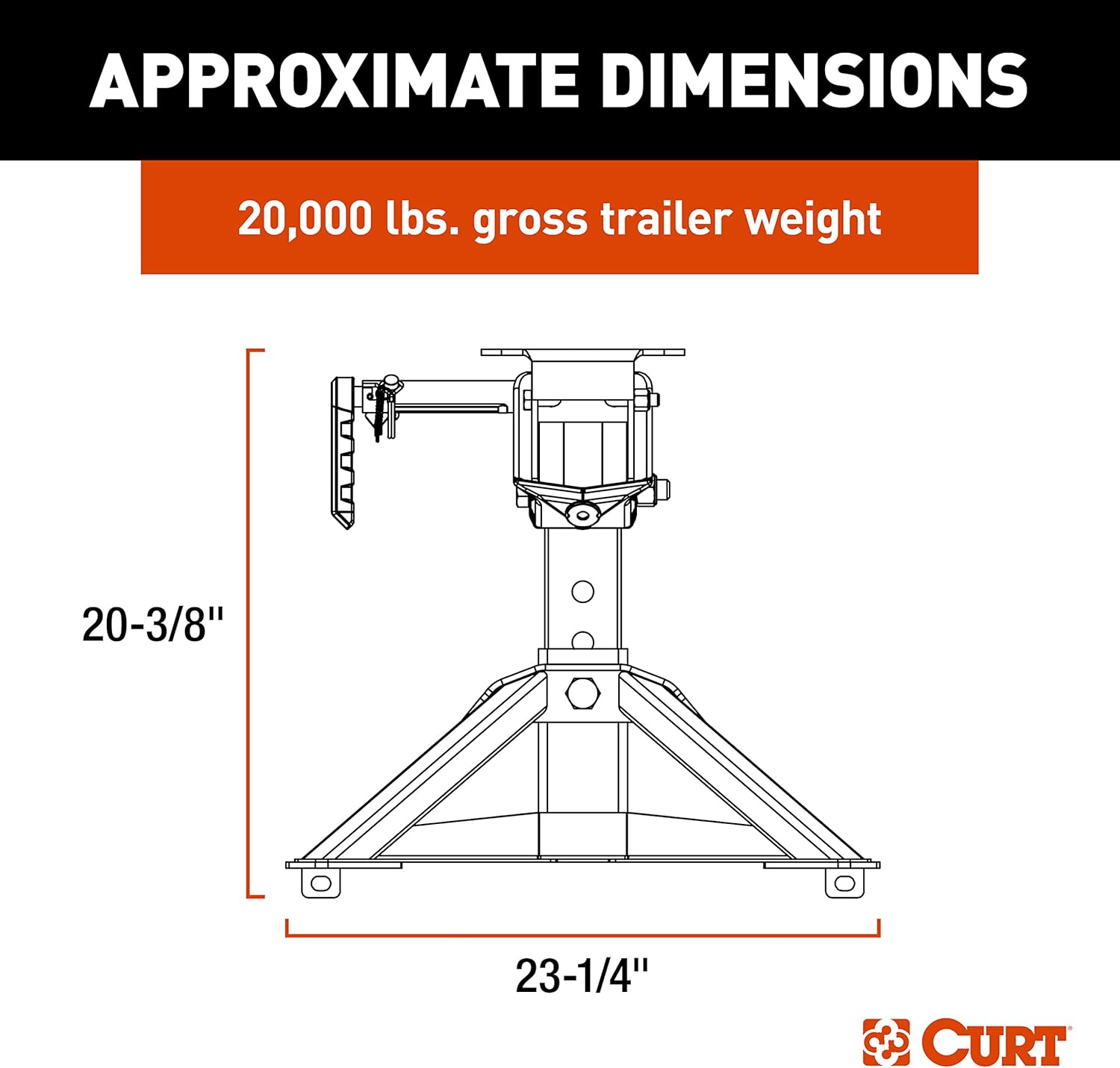 CURT 16600 CrossWing Lightweight 5th Wheel Hitch, 20,000 lbs.