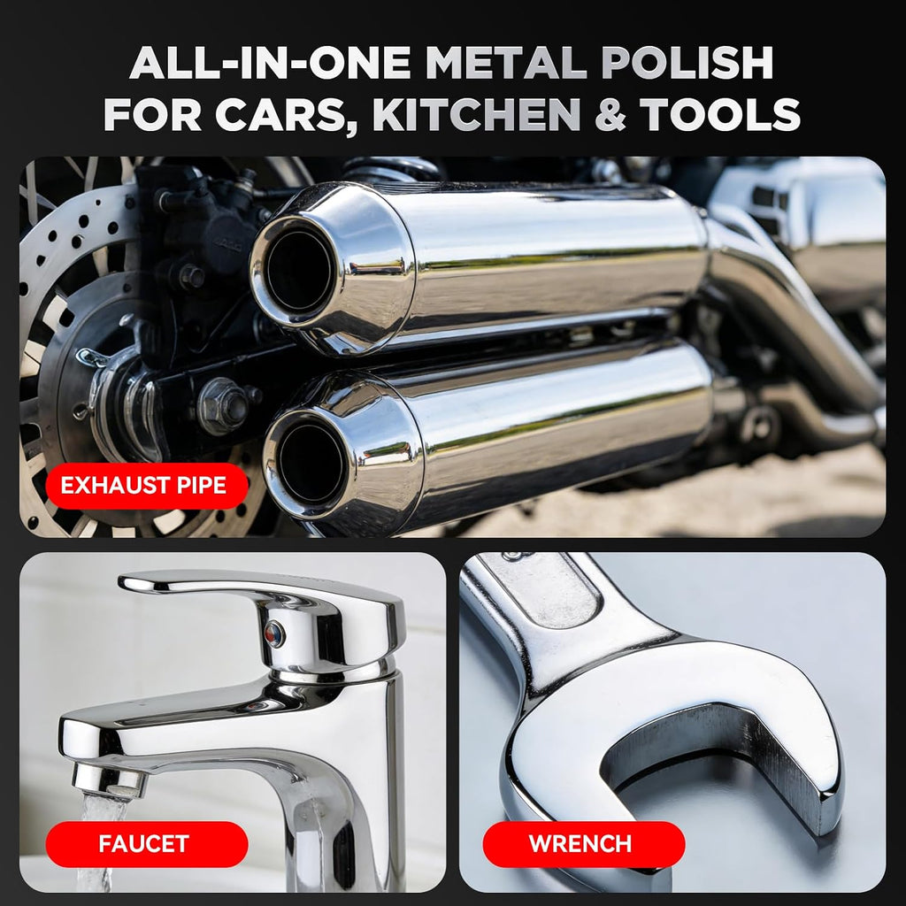 Metal Polishing Compound, WEICA Chrome Polish & Metal Restorer for Cars - Removes Rust, Oxidation & Tarnish from Aluminum, Brass, Stainless Steel - with Protective Coating
