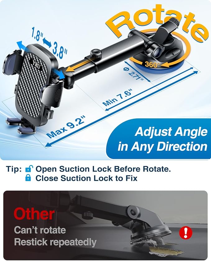 2025 YRU Ultimate Car Phone Holder Mount 【90+LBS Safest Strongest & Patent - Image 4