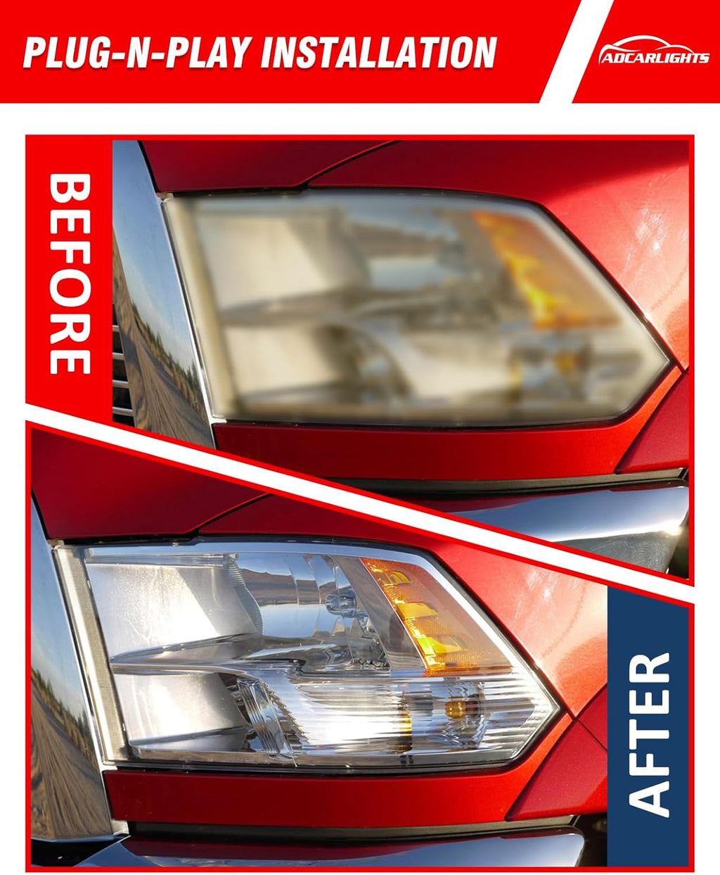 for 2010 2011 2012 2013 2014 2015 2016 2017 2018 Dodge Ram Headlight Assembly compatible with 10-18 Ram 1500/10-18 Ram 2500 3500 Chrome Housing Amber Reflector Headlamp Replacement