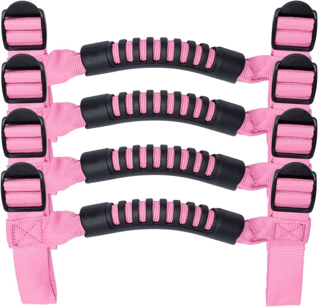 Danti 4 x Roll Bar Grab Handles Grip Handle for Jeep Wrangler YJ TJ JK JKU JL JLU Sports Sahara Freedom Rubicon X & Unlimited 1955-2024 2025(Pink)