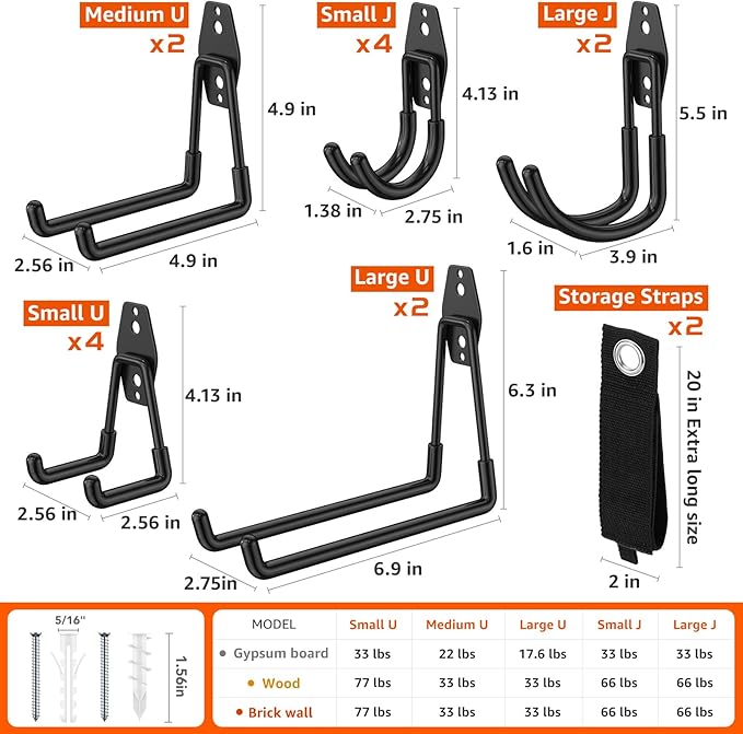 16 Pack Garage Hooks with Anti-Slip Coating Heavy Duty Wall Mount Hooks - Image 2