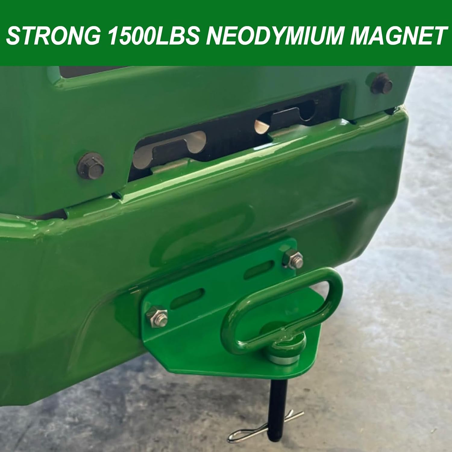 Heavy Duty Zero Turn Mower Hitch Kit with Bolts 1/8"(3mm) and Strong Magnetic Hitch Pin 1/2'' Hole Trailer Hitch Mount Green (Pack of 1)