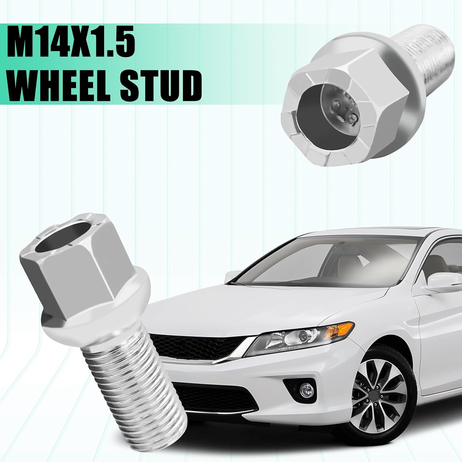 Wheel Bolts M14x1.5 Lug Bolts Wheel Studs WHT001812 Ball Seat Wheels Lug Bolt Alloy Steel 27mm Shank Length Chrome Replace Bolt Studs Hub Screws with Nuts for Audi Seat Skoda VW